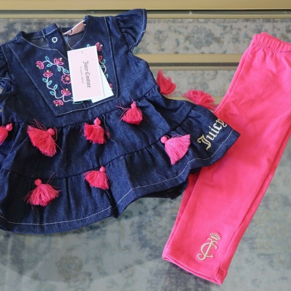 Juicy Couture Embroidered Denim 2 Piece Set - Picture 2 of 4